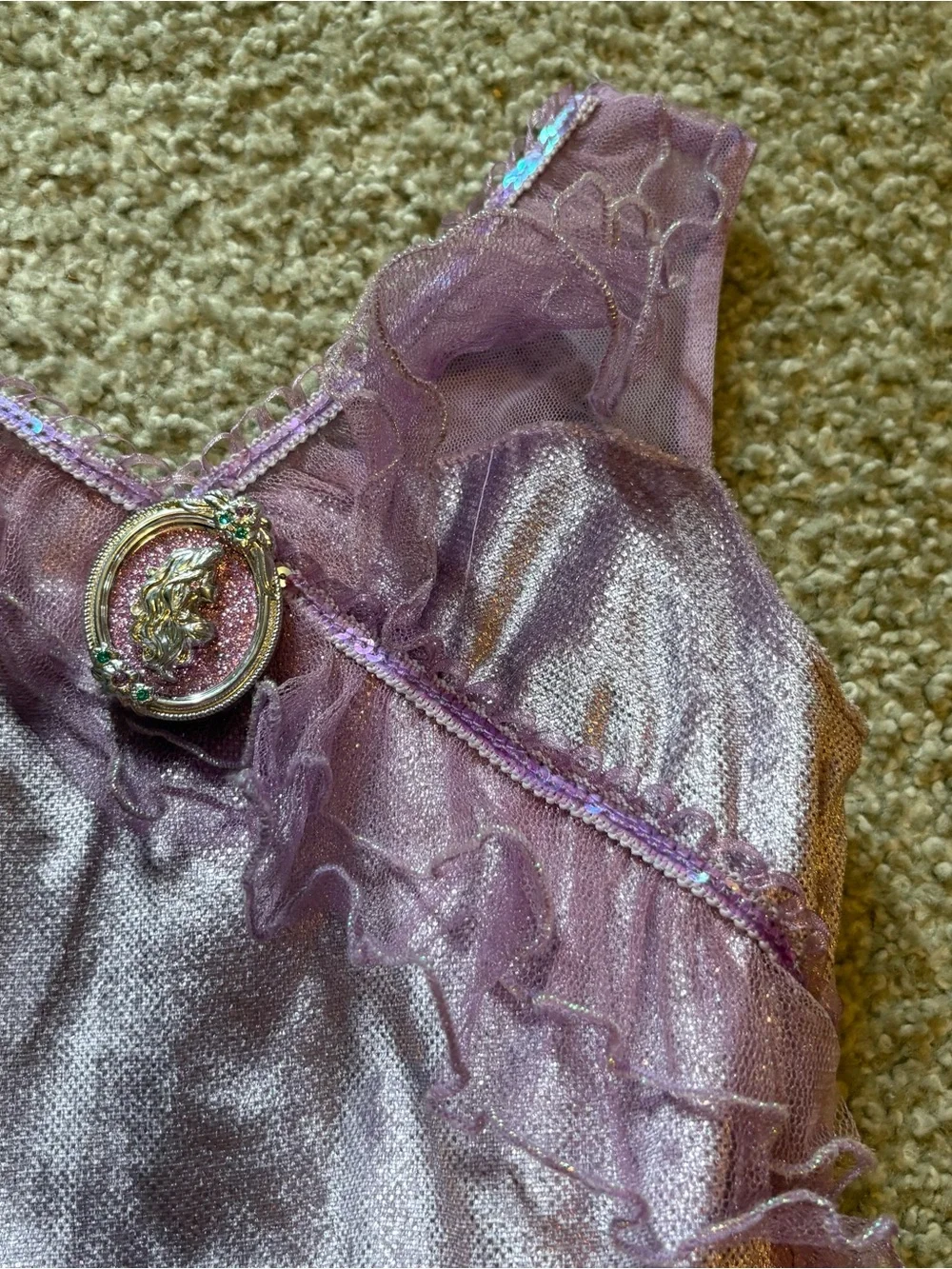 Disney Store Ariel Peplum Mermaid Dress Sz 5/6 Sequin Purple Blue Green